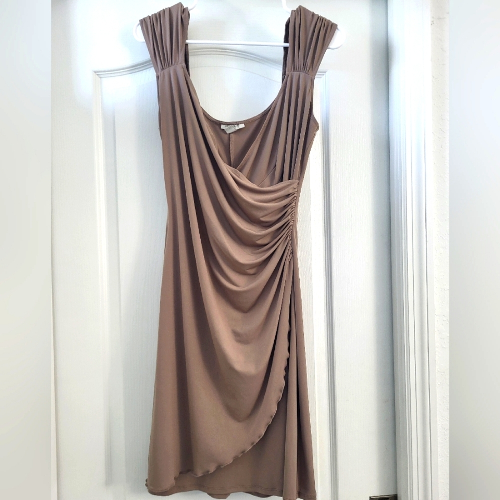 Boston Proper Taupe Dress with Modern Elegance - 10